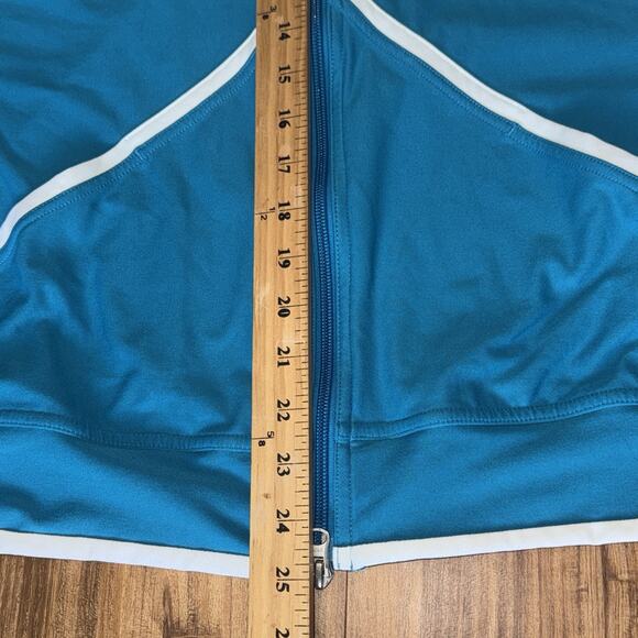 Nike Dri-Fit Women's L Turquoise Workout Jacket Full Front Zip Collar White Trim - Picture 6 of 7